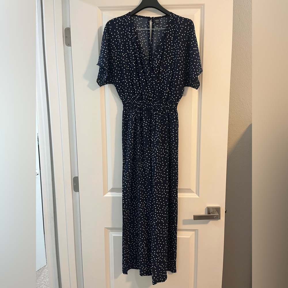 SHEIN size small navy and white polka dot jumpsuit